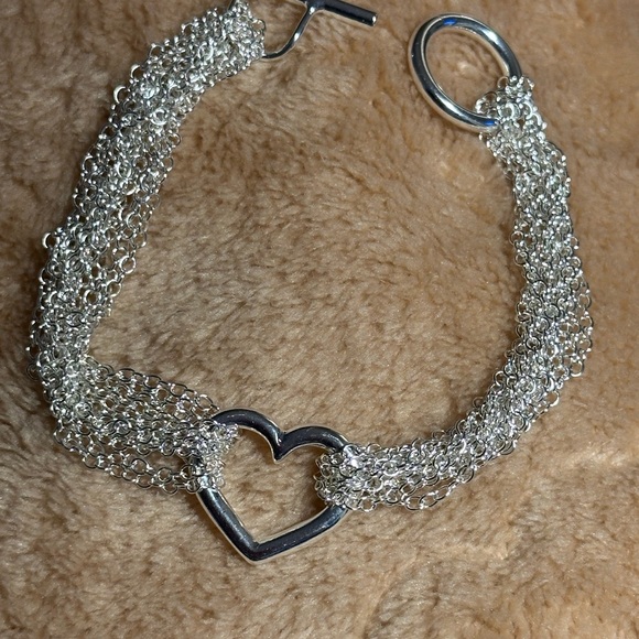 Sterling Silver 925 Chic Silver Heart Chain Bracelet - Picture 6 of 6
